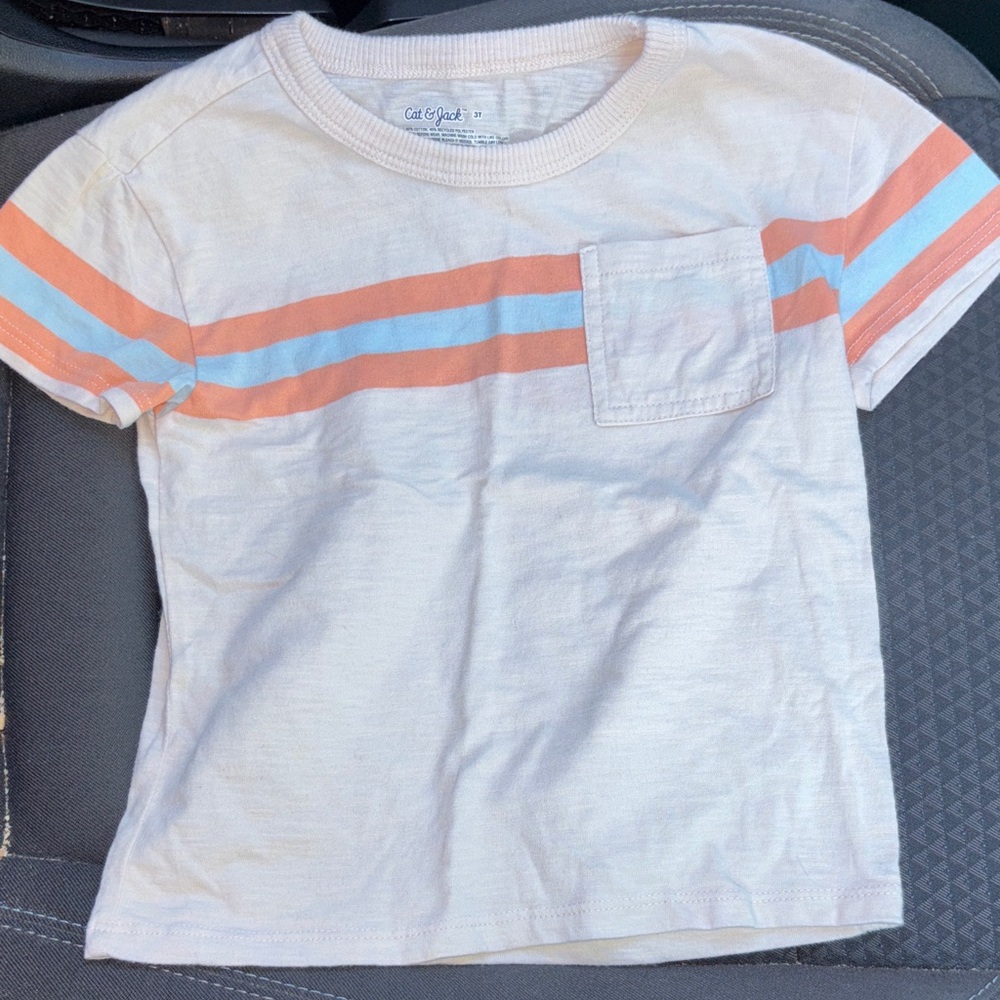 Cat & Jack Kids Tee with Orange and Blue Stripes